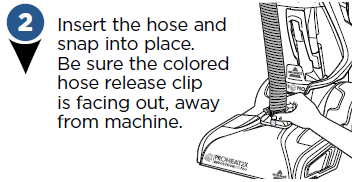 Inserting the hose into the Bissell Proheat 2x Revolution