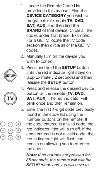 List of direct code entries