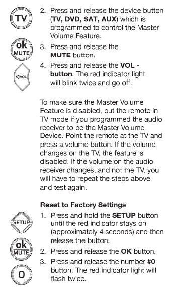 Enabling the master function continued