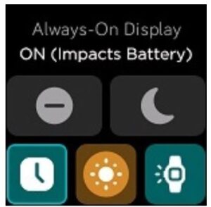 Screen showing always-on and warning