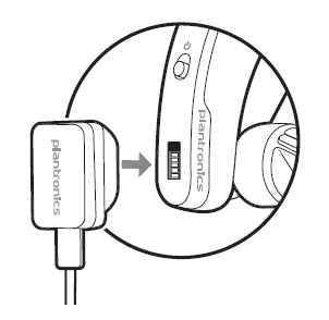 Plugging in the charger to the headset