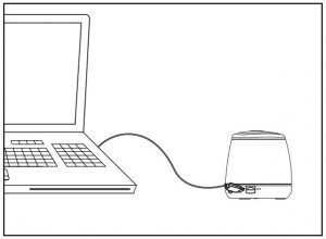 Plugging the Bluetooth speaker into a laptop