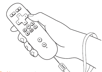 Holding the Roku remote control