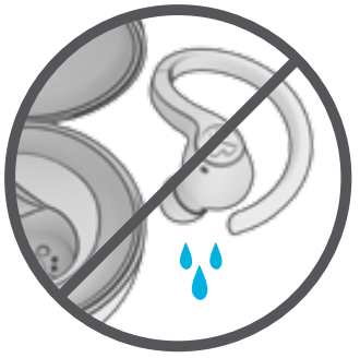 Wet ear buds warning