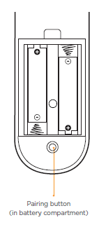Locating the pairing button inside the Roku remote control