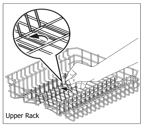 Folding the top rack diagram with hand