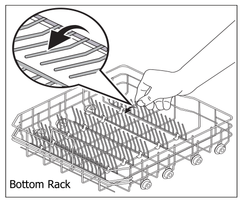 Folding the stands on the bottom rack guide