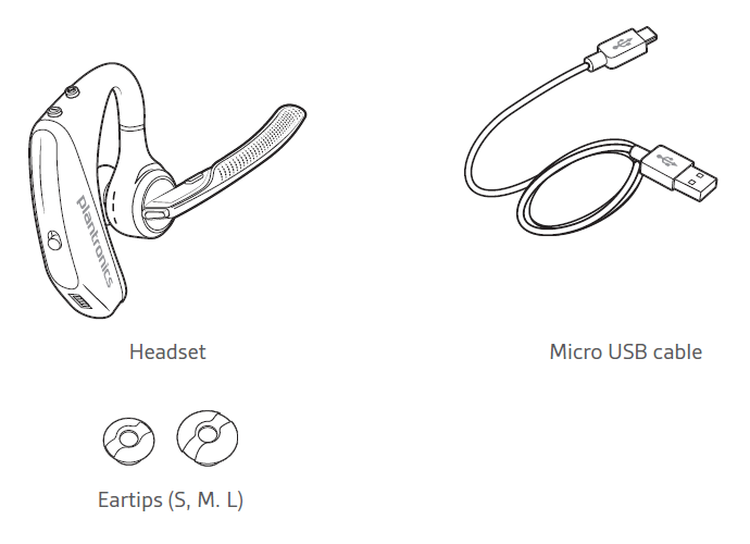 Plantronics Voyager 5200 Bluetooth Headset box contents