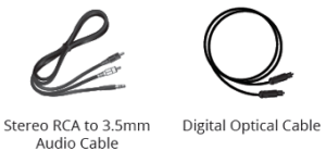 Package contents - stereo RCA and digital optical cable