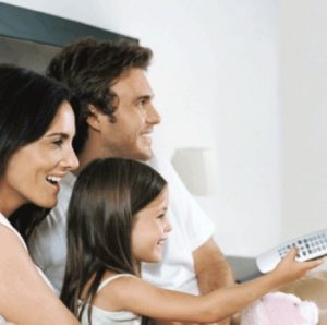 Family watching TV