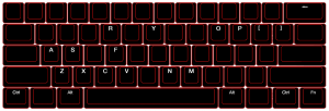 MATRIX CLIX Keyboard with red lights in background