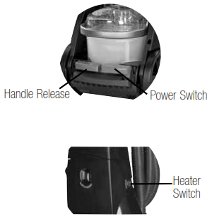 Handle release and power switch