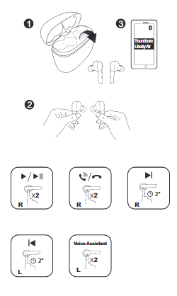 Button operation of the headphones