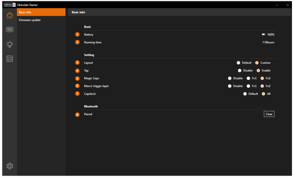 Button assignments in Obinslab