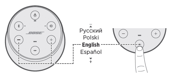 Selecting the language using the buttons