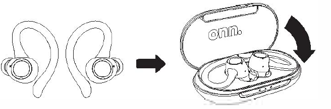 Putting the earbuds into the charging case