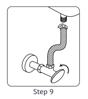Turning the water supply back on for step 9