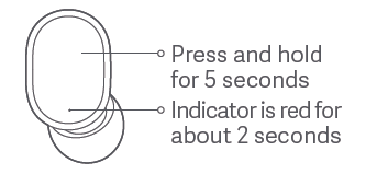 Holding down the button to turn off the Airdots 2