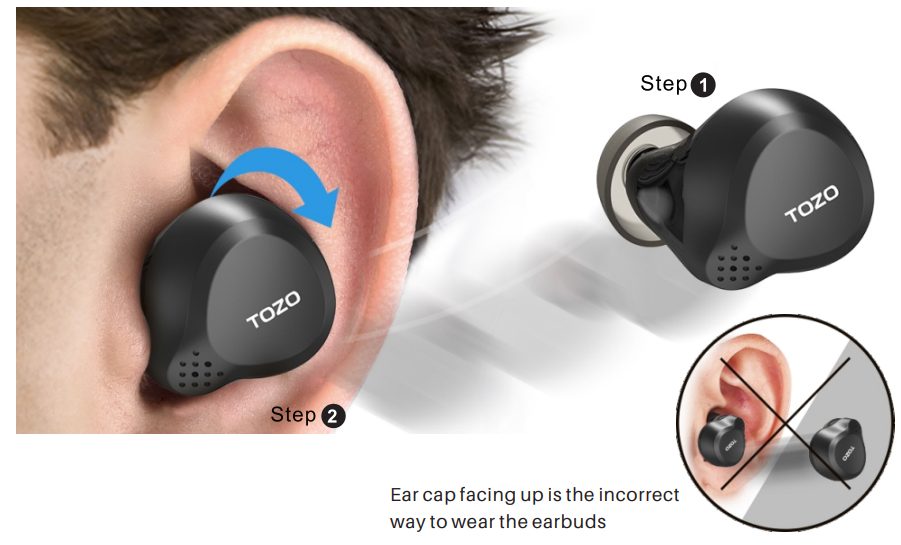 Twisting earbud into ear