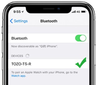 Bluetooth pairing screen on smart device