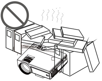 Do not install the projector in sites with improper ventilation.