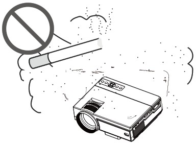Do not install the projector in dust and smoke sites.