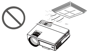 Do not install the projector in sites with direct blowing of warm and cool air-condition wind.
