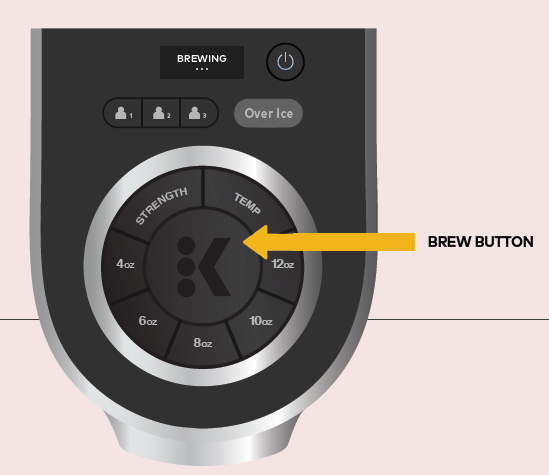 Pressing the large brewing button