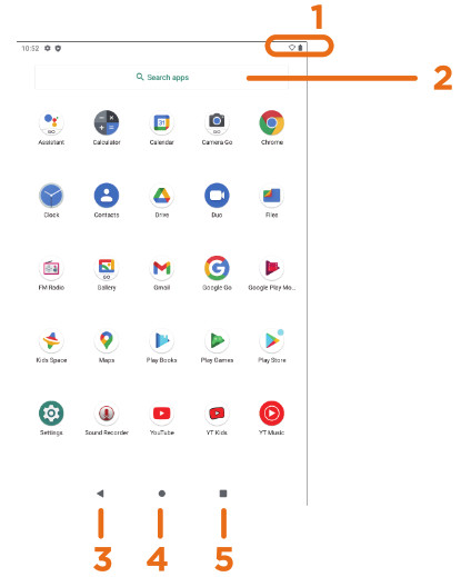 Home screen with icons