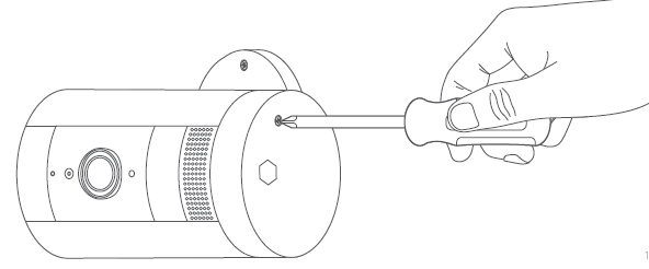 Securing the camera with the included screws