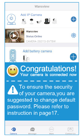 Camera connected alert