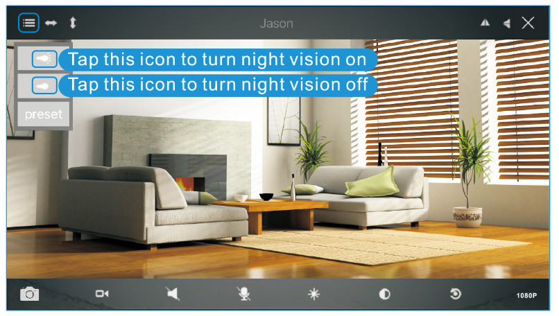 Turning night vision on and off