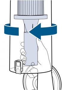 Twist the cylcone tank and pull down