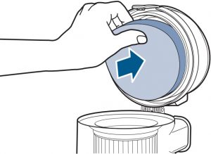 Pressing the filter into the tank roof