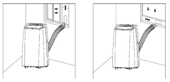 Connecting the exhaust hose to window panel
