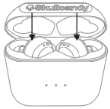 Putting the pods into the charging case