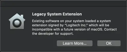 Legacy warning