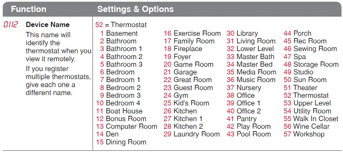 Choosing a device name screen example