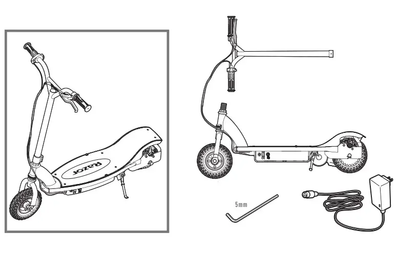 What's in the box, scooter, tool and charger