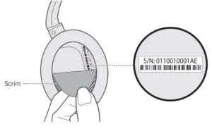 Model number location on headphones