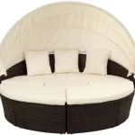 HOMEDEPOT DJMX019-BGE Round Brown Wicker Outdoor Sectional Sofa Set Daybed manual Thumb