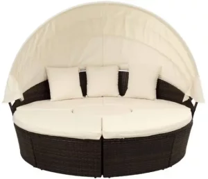 HOMEDEPOT DJMX019-BGE Round Brown Wicker Outdoor Sectional Sofa Set Daybed manual Image