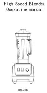 High Speed Blender HS-206 Manual Image