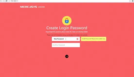 Mercusys login page